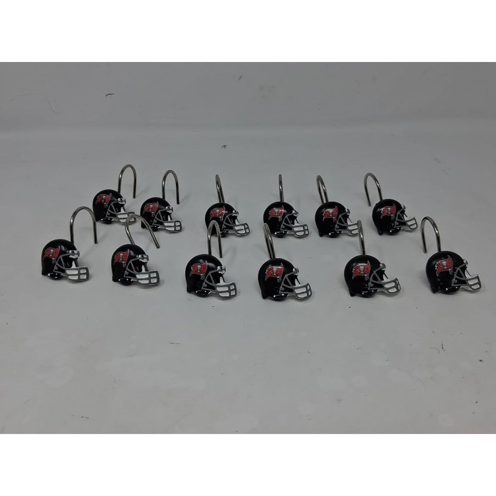 Tampa Bay Buccaneers NFL Football Helmet Shower Curtain Hooks Set of 12 Black u